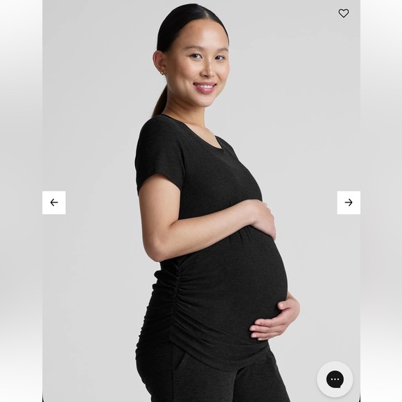Beyond Yoga Tops - Beyond the Bump Featherweight Maternity Tee - Darkest Night (Black) Sz L
